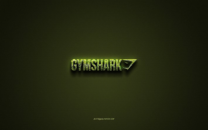 Gymsharkのロゴ, 緑の創造的なロゴ, 花のアートのロゴ, Gymsharkのエンブレム, 緑の炭素繊維の質感, Gymshark, クリエイティブアート