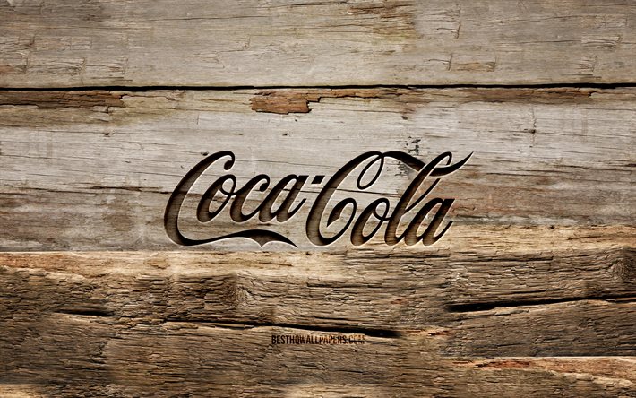 Download wallpapers Coca-Cola wooden logo, 4K, wooden backgrounds, brands,  Coca-Cola logo, creative, wood carving, Coca-Cola for desktop free.  Pictures for desktop free