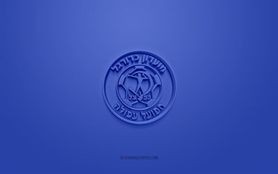 Hapoel Afula FC, luova 3D-logo, sininen tausta, Liga Leumit, 3d-tunnus, Israel Football Club, Afula, Israel, 3d-taide, jalkapallo, Hapoel Afula FC 3d-logo