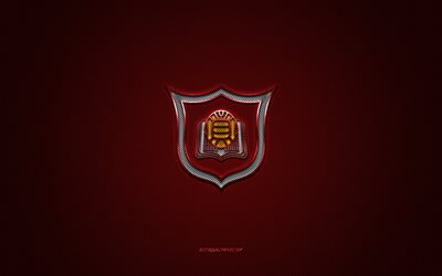 Al Hala SC, Bahraini football club, Bahraini Premier League, white logo, red carbon fiber background, football, Muharraq, Bahrain, Al Hala SC logo