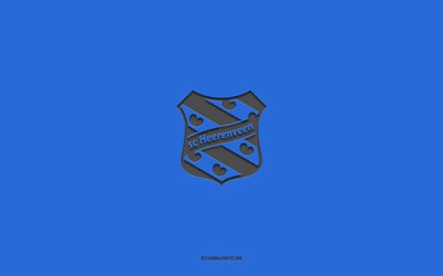 SC Heerenveen, sininen tausta, Hollannin jalkapallomaa, SC Heerenveen -tunnus, Eredivisie, Heerenveen, Alankomaat, jalkapallo, SC Heerenveen logo