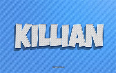 Killian, blue lines background, wallpapers with names, Killian name, male names, Killian greeting card, line art, picture with Killian name