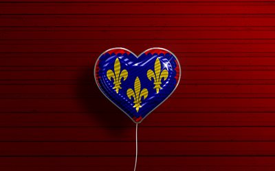 I Love Berry, 4k, realistic balloons, red wooden background, Day of Berry, french provinces, flag of Berry, France, balloon with flag, Provinces of France, Berry flag, Berry