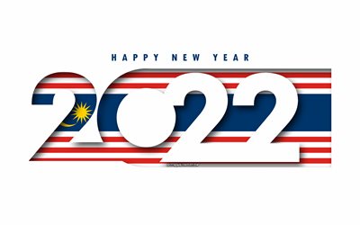 Happy New Year 2022 Kuala Lumpur, white background, Kuala Lumpur 2022, Kuala Lumpur 2022 New Year, 2022 concepts, Kuala Lumpur, Flag of Kuala Lumpur