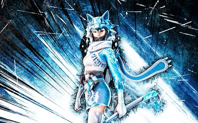 4k, Arctic Style Vi, grunge art, Fortnite Battle Royale, Fortnite characters, blue abstract rays, Arctic Style Vi Skin, Fortnite, Arctic Style Vi Fortnite