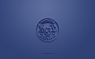 Hamilton Wanderers AFC, yaratıcı 3D logo, mavi arka plan, Yeni Zelanda Futbol Şampiyonası, 3d amblem, NZFC, Yeni Zelanda Futbol Kul&#252;b&#252;, Hamilton, futbol, Hamilton Wanderers AFC 3d logo