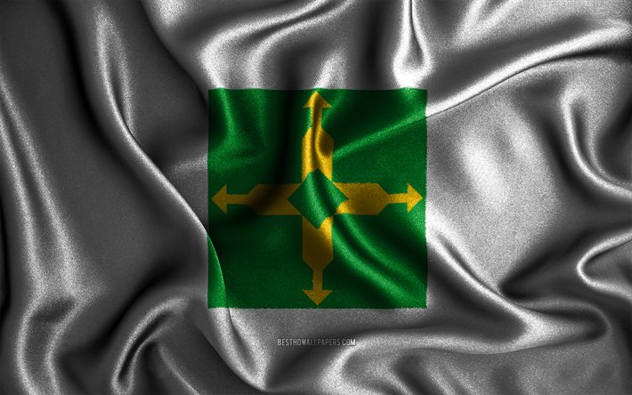 Brasilian lippu, 4k, silkki aaltoilevat liput, Brasilian kaupungit, Brasilian p&#228;iv&#228;, kangasliput, 3D-taide, Brasilia, Brasilia 3D lippu