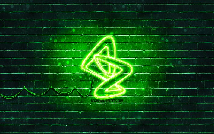 Logotipo verde da AstraZeneca, 4k, parede de tijolos verdes, logotipo AstraZeneca, Covid-19, Coronavirus, logotipo n&#233;on AstraZeneca, vacina Covid, AstraZeneca
