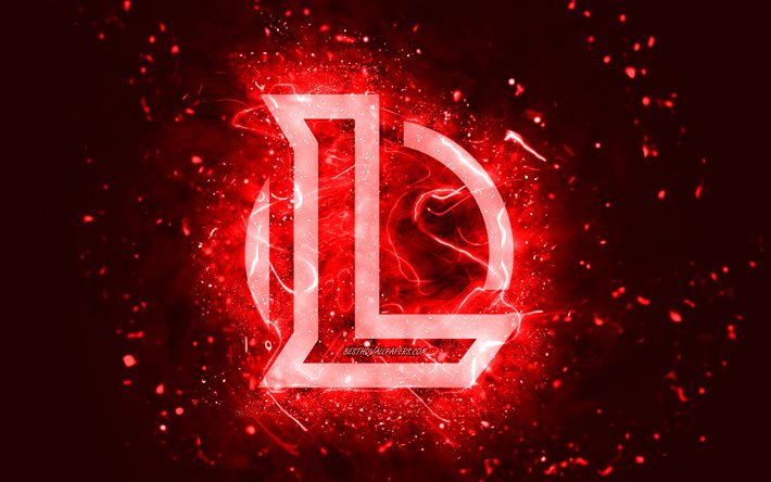 League of Legends logo rouge, 4k, LoL, néons rouges, créatif, fond abstrait rouge, logo League of Legends, logo LoL, jeux en ligne, League of Legends