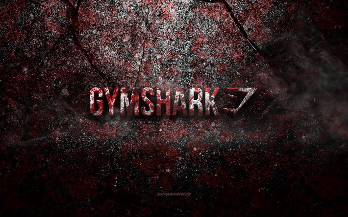 Gymshark-logo, grunge-taide, Gymshark-kivilogo, punainen kivirakenne, Gymshark, grungekivirakenne, Gymshark-tunnus, Gymshark 3d-logo