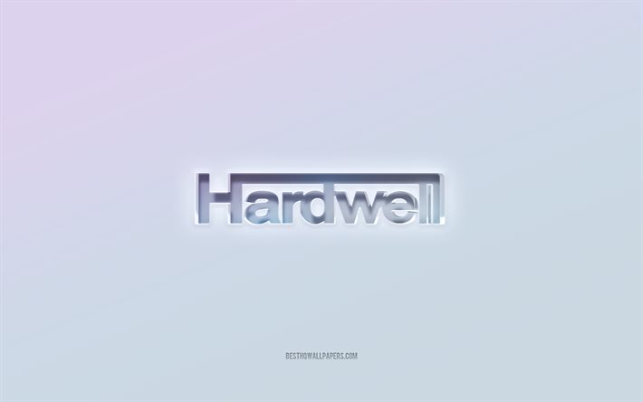 Hardwell logosu, 3d metni kesip, beyaz arka plan, Hardwell 3d logosu, Hardwell amblemi, Hardwell, kabartmalı logo, Hardwell 3d amblemi