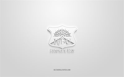 hawkes bay united fc, kreatives 3d-logo, wei&#223;er hintergrund, neuseel&#228;ndische fu&#223;ballmeisterschaft, 3d-emblem, nzfc, neuseel&#228;ndischer fu&#223;ballverein, napier, fu&#223;ball, hawkes bay united fc 3d-logo