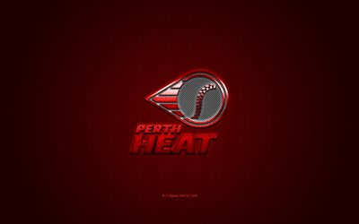 Perth Heat, club de baseball autrichien, ABL, logo rouge, fond en fibre de carbone rouge, Australian Baseball League, baseball, Perth, Australie, logo Perth Heat