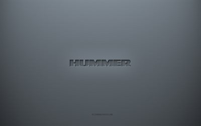 Hummer logo, gray creative background, Hummer emblem, gray paper texture, Hummer, gray background, Hummer 3d logo