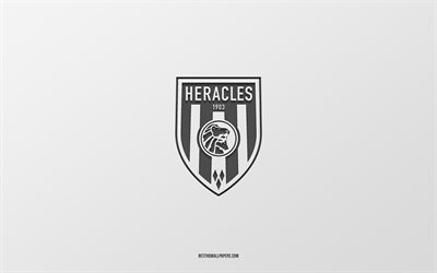 Heracles Almelo, valkoinen tausta, Hollannin jalkapallomaa, Heracles Almelo -tunnus, Eredivisie, Almelo, Hollanti, jalkapallo, Heracles Almelo logo