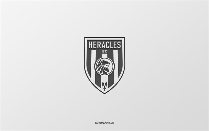 Heracles Almelo, white background, Dutch football team, Heracles Almelo emblem, Eredivisie, Almelo, Netherlands, football, Heracles Almelo logo