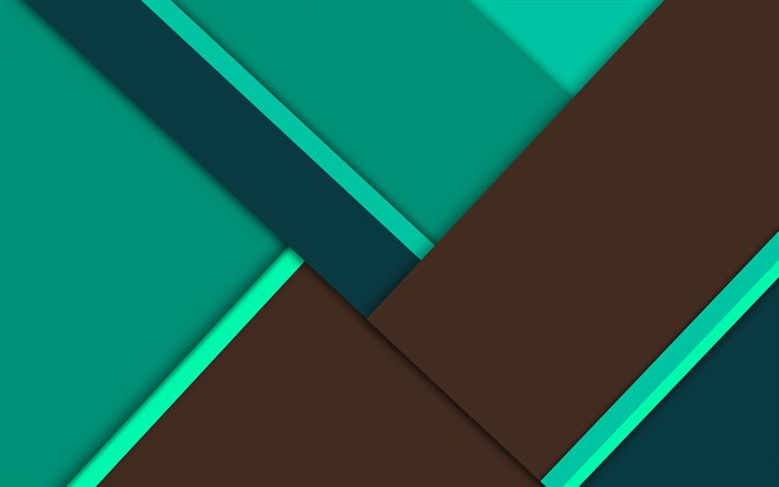 4k, material design, green and brown, geometric shapes, colorful backgrounds, geometric art, creative, background with lines
