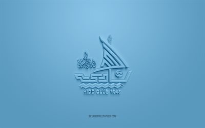 Hidd SCC, logo 3D creativo, sfondo blu, Bahrain Premier League, emblema 3d, QSL, Bahrain Football Club, Al Hidd, Bahrain, arte 3d, calcio, Hidd SCC logo 3d