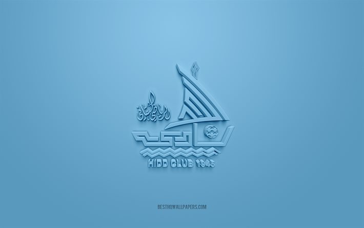 Hidd SCC, logo creativo en 3D, fondo azul, Bahrein Premier League, emblema 3d, QSL, Bahreini Football Club, Al Hidd, Bahrein, arte 3d, f&#250;tbol, Hidd SCC logo 3d