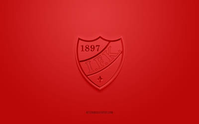 HIFK Fotboll, creative 3D logo, red background, Finnish football team, Veikkausliiga, Helsinki, Finland, football, HIFK Fotboll 3d logo