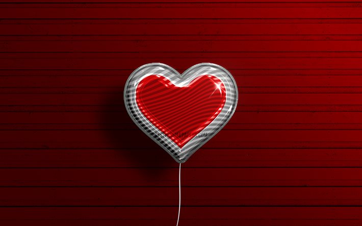 I Love Chieti, 4k, palloncini realistici, sfondo di legno rosso, Giorno di Chieti, citt&#224; italiane, bandiera di Chieti, Italia, palloncino con bandiera, Chieti