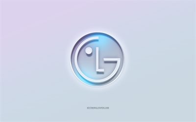 LG logosu, 3 boyutlu metin, beyaz arka plan, LG 3 boyutlu logo, LG amblemi, LG, kabartmalı logo, LG 3d amblemi