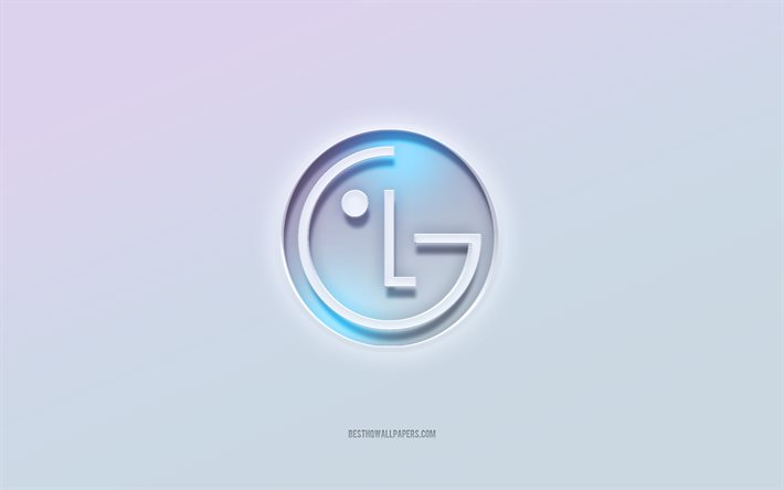 LG-logo, leikattu 3d-teksti, valkoinen tausta, LG 3d-logo, LG-tunnus, LG, kohokuvioitu logo, LG 3d-tunnus
