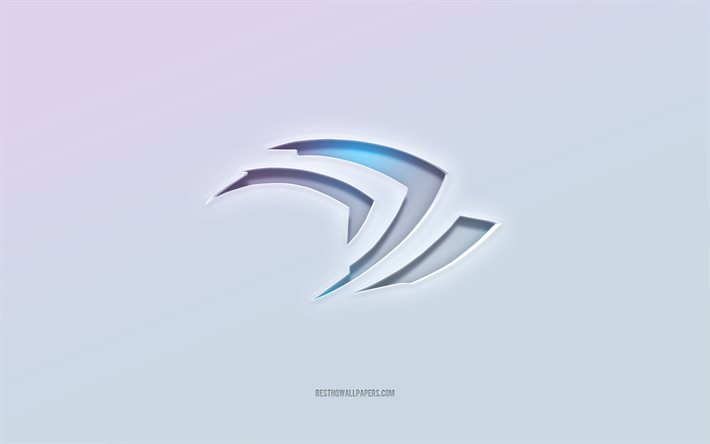Logotipo Nvidia Claw, texto cortado em 3D, fundo branco, logotipo Nvidia Claw 3D, emblema Nvidia Claw, Nvidia Claw, logotipo em relevo, emblema Nvidia Claw 3D