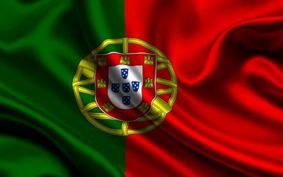 Portuguese flag, 4k, silk, flag of Portugal, flags, Portugal flag