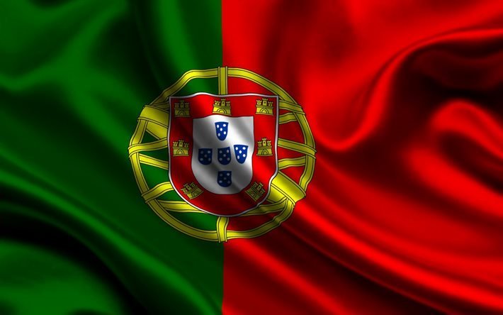 Bandiera portoghese, 4k, seta, bandiera del Portogallo, bandiere, bandiera Portogallo