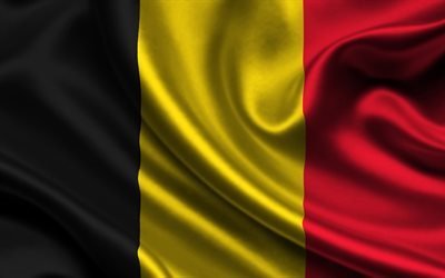 ベルギーフラグ, 4k, 絹, フラグのベルギー, 旗