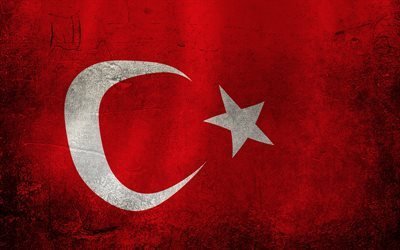 トルコのフラグ, 4k, 旗のトルコ, グランジ, 旗