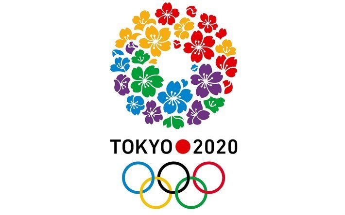 Tokion 2020, logo, valkoinen tausta, 2020 Kes&#228;olympialaiset