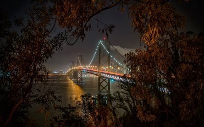 Bay Bridge, San Francisco, USA, Natt, Usa, Kalifornien