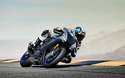 A Yamaha YZF-R1M, 2018, novo sportbike, pista de corridas, Japon&#234;s motocicletas, 4k, Yamaha
