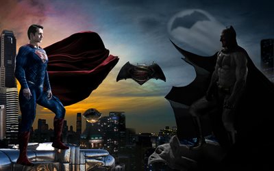 superhelden, 4k, batman vs superman, kunst, schlacht, batman, superman