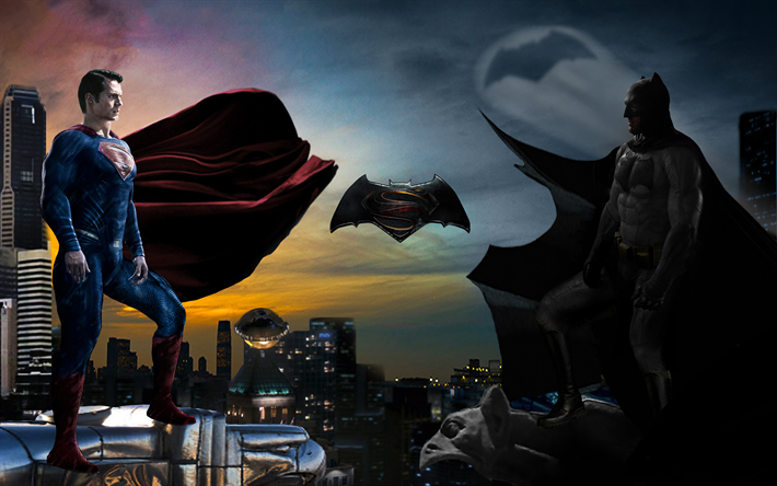Les super-h&#233;ros, 4k, Batman Vs Superman, de l&#39;art, de bataille, de Batman, de Superman