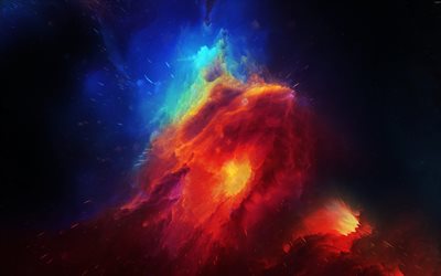 nebula, art, galaxy, Sci-Fi, t&#228;hdet, punainen sumu