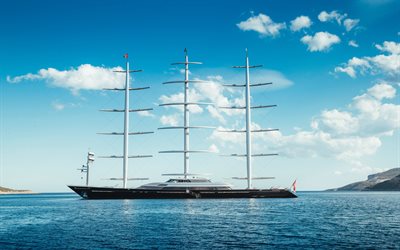 modern ships, sailboats, Luxury Sail Yacht, Maltese Falcon, Pleon Limited, Perini Navi