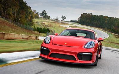 Porsche Cayman GT4, 4k, pista de rolamento, 2017 carros, supercarros, Porsche