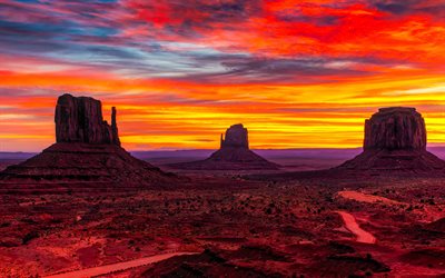 Monument Valley, Arizona, Utah, Canyon, USA, roccia, tramonto