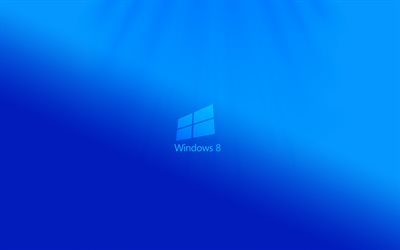 Windows 8, logotipo, fondo azul, creativo