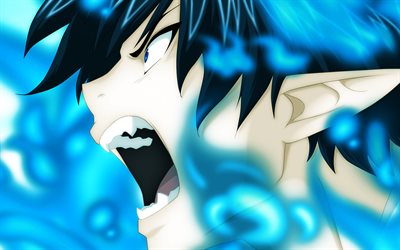 Blue Exorcist, Rin Okumura, Japanese manga, portrait, male anime characters