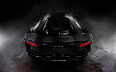 Lamborghini Aventador, hypercars de 2017, los coches, negro Aventador, supercars, Lamborghini