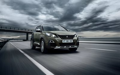 Peugeot 3008, 2018, facelift, green crossover, French cars, Peugeot
