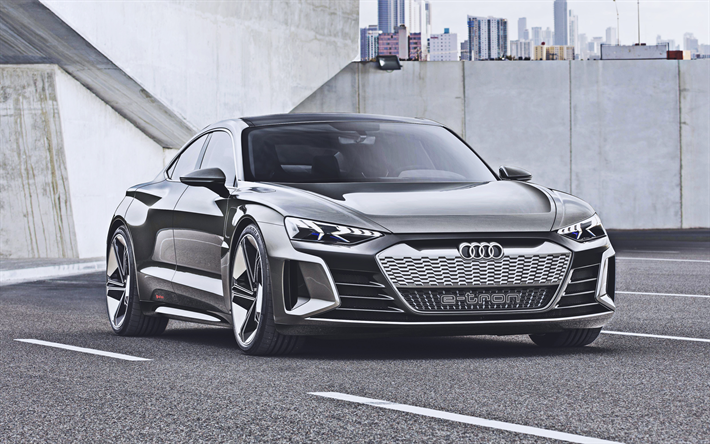 Audi E-Tron GT Concept, road, 4k, 2019 cars, HDR, supercars, Audi E-Tron, german cars, Audi