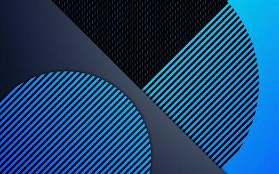 material design, lines, blue and gray, geometric shapes, lollipop, triangles, circle, creative, strips, geometry, blue background