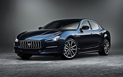 2019, Maserati Ghibli, GranLusso Edizione Nobile, front view, exterior, blue luxury sedan, italian cars, Maserati