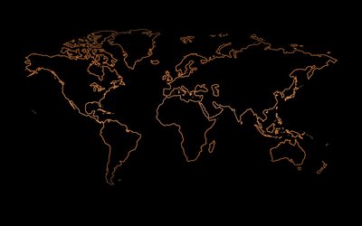lineal mapa del mundo, creativo, mapa mundial, concepto, arte, mapa del mundo, sobre fondo negro, los mapas del mundo