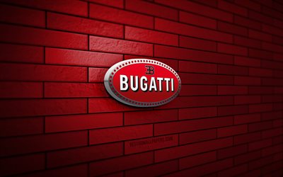 Bugatti 3D logo, 4K, purple brickwall, creative, cars brands, Bugatti logo, 3D art, Bugatti